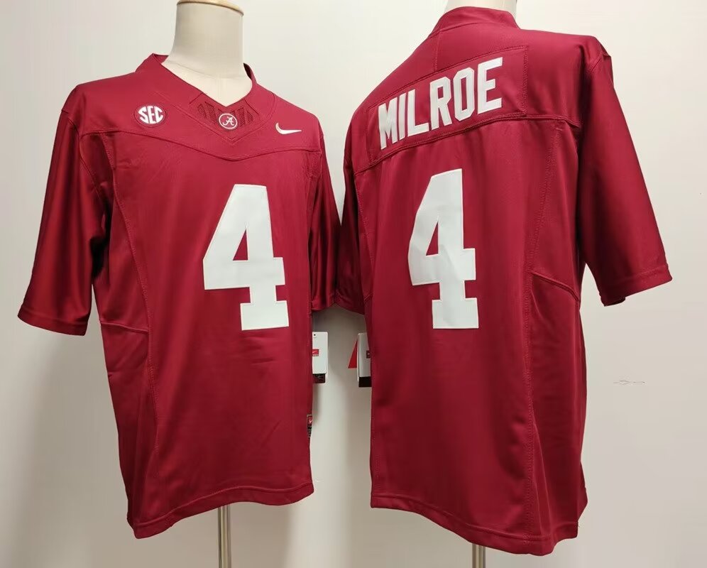 2024 NCAA Men Alabama #4 Jalen Milroe red nike jerseys->ncaa teams->NCAA Jersey